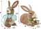 Set of 2 Easter Decorations Bunny Figurines with Eggs, Spring Straw Rabbit Tabletop Decor, Rustic Sisal Bunny Statues Springtime Decor for Home Table Office Kitchen Farmhouse